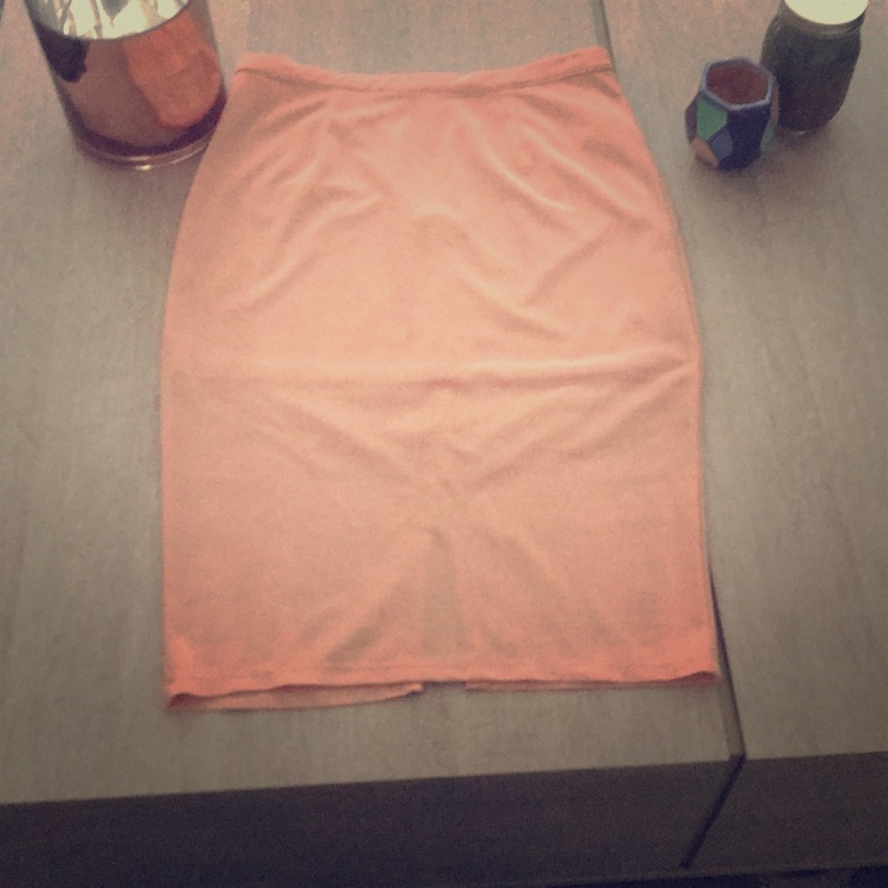 Salmon colored mesh skirt